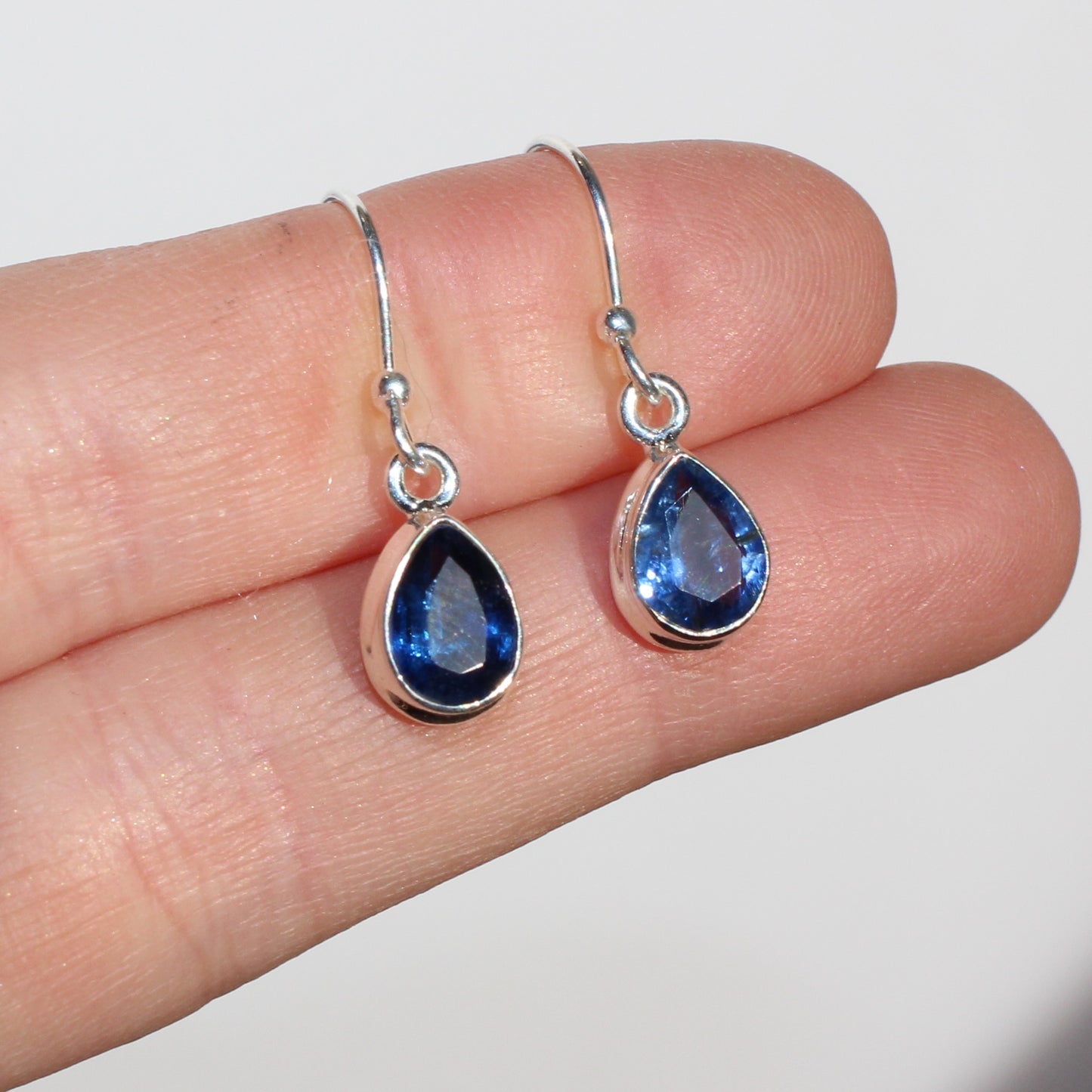 Kyanite faceted sterling drop earrings