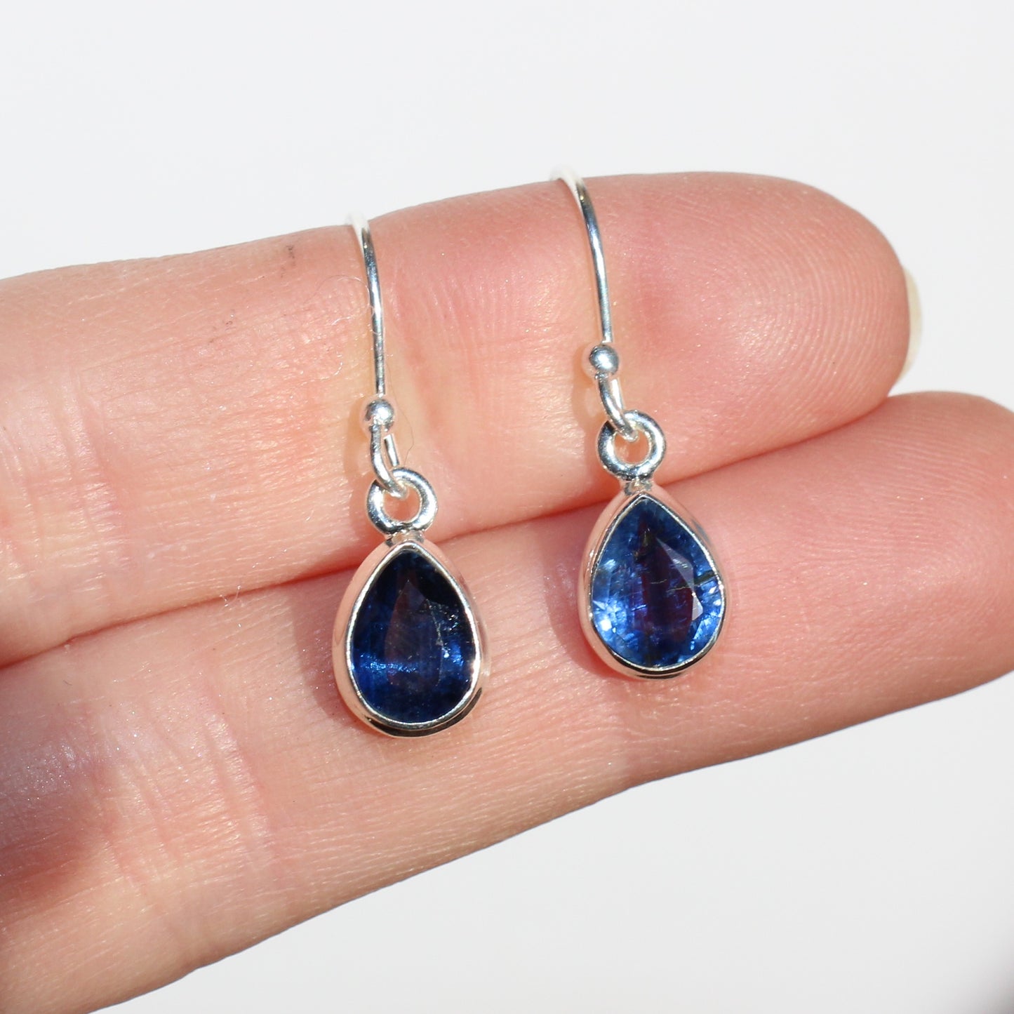 Kyanite faceted sterling drop earrings