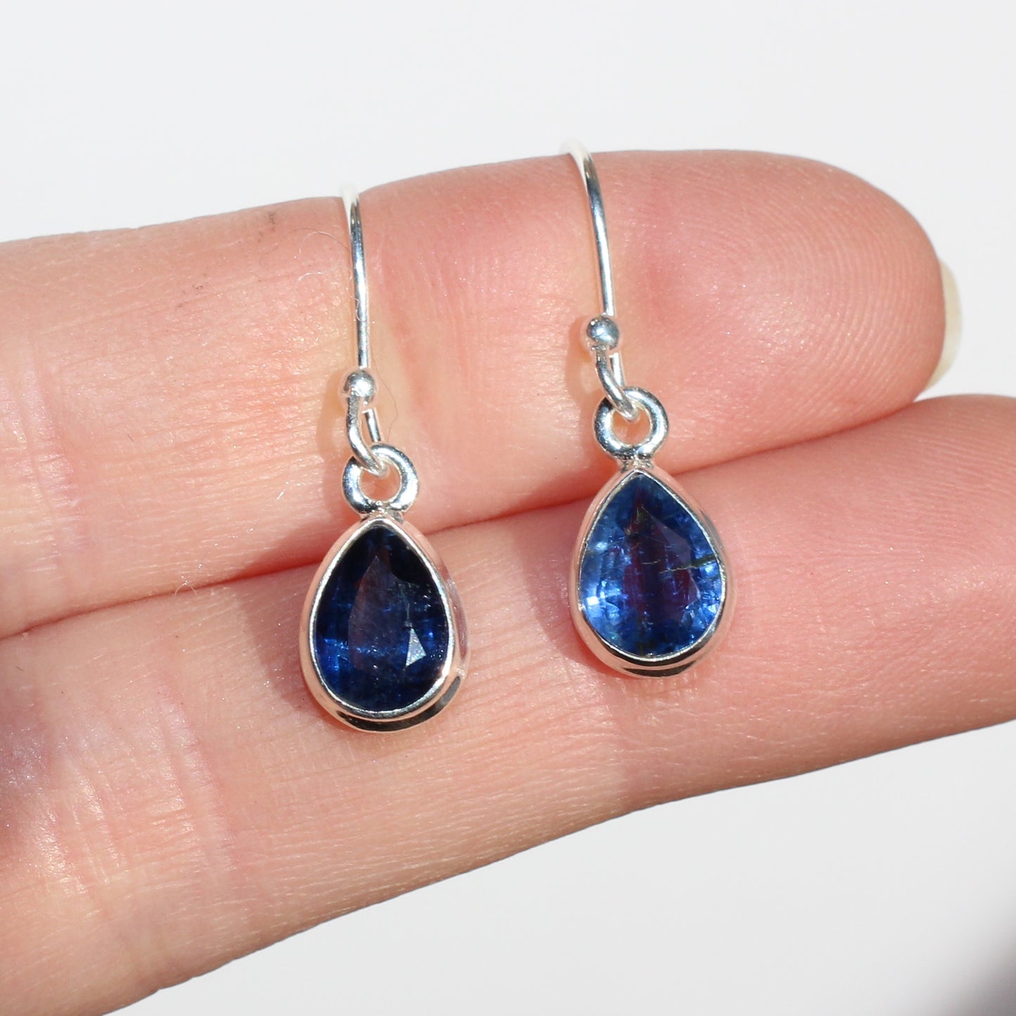 Kyanite faceted sterling drop earrings
