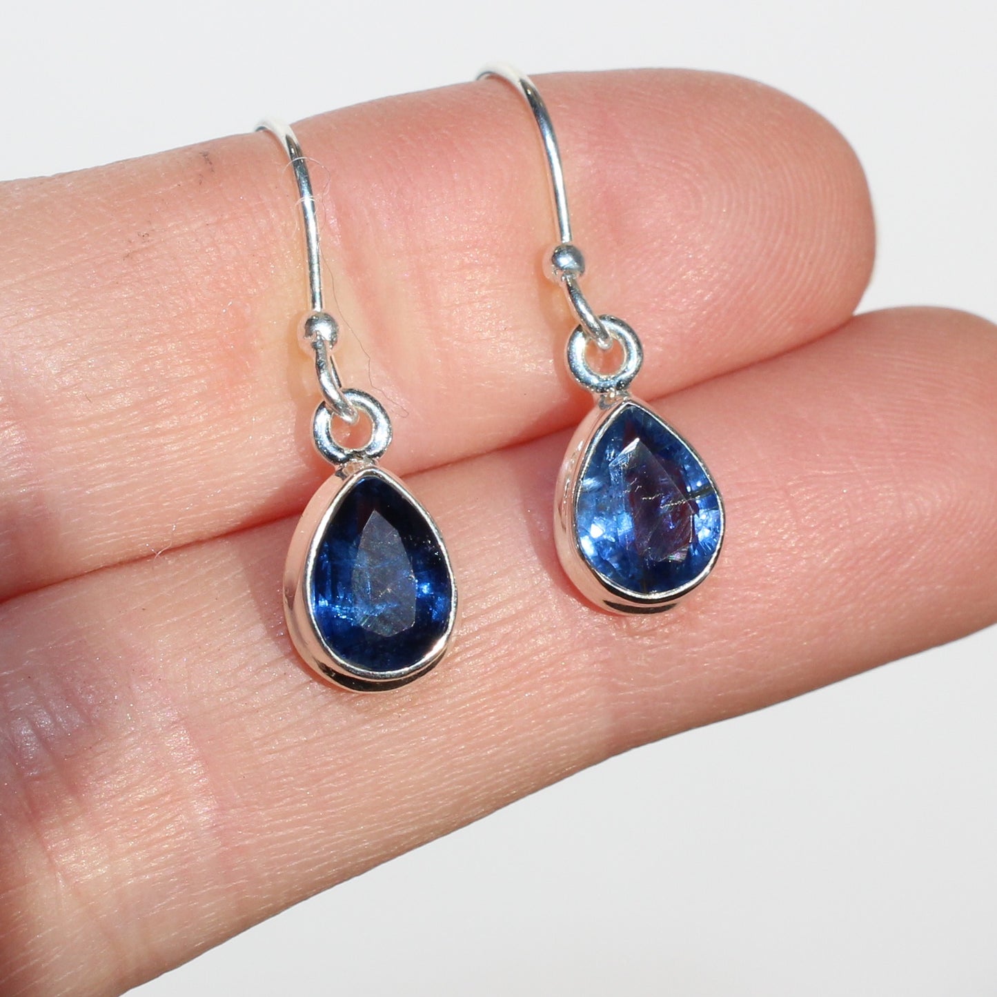 Kyanite faceted sterling drop earrings