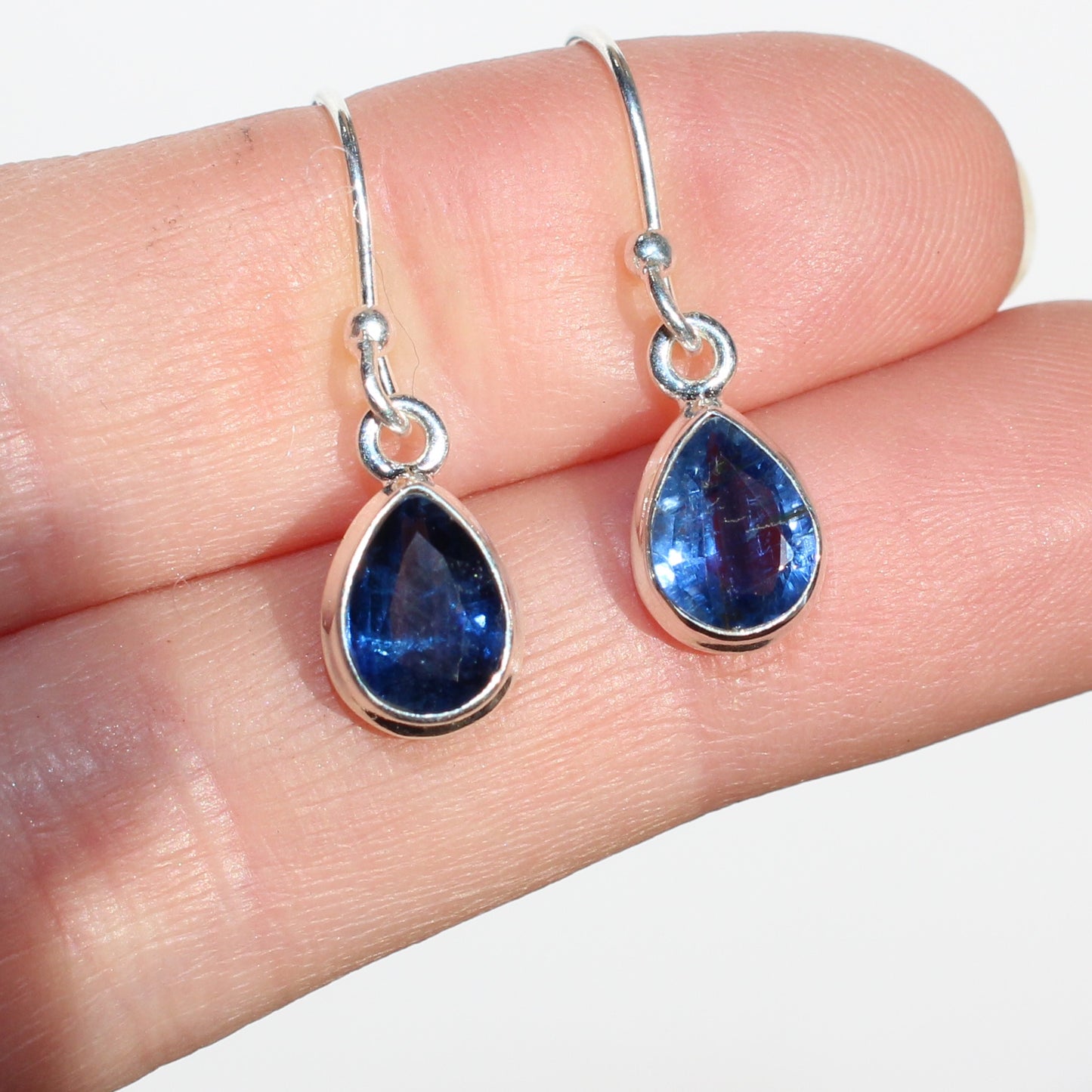 Kyanite faceted sterling drop earrings