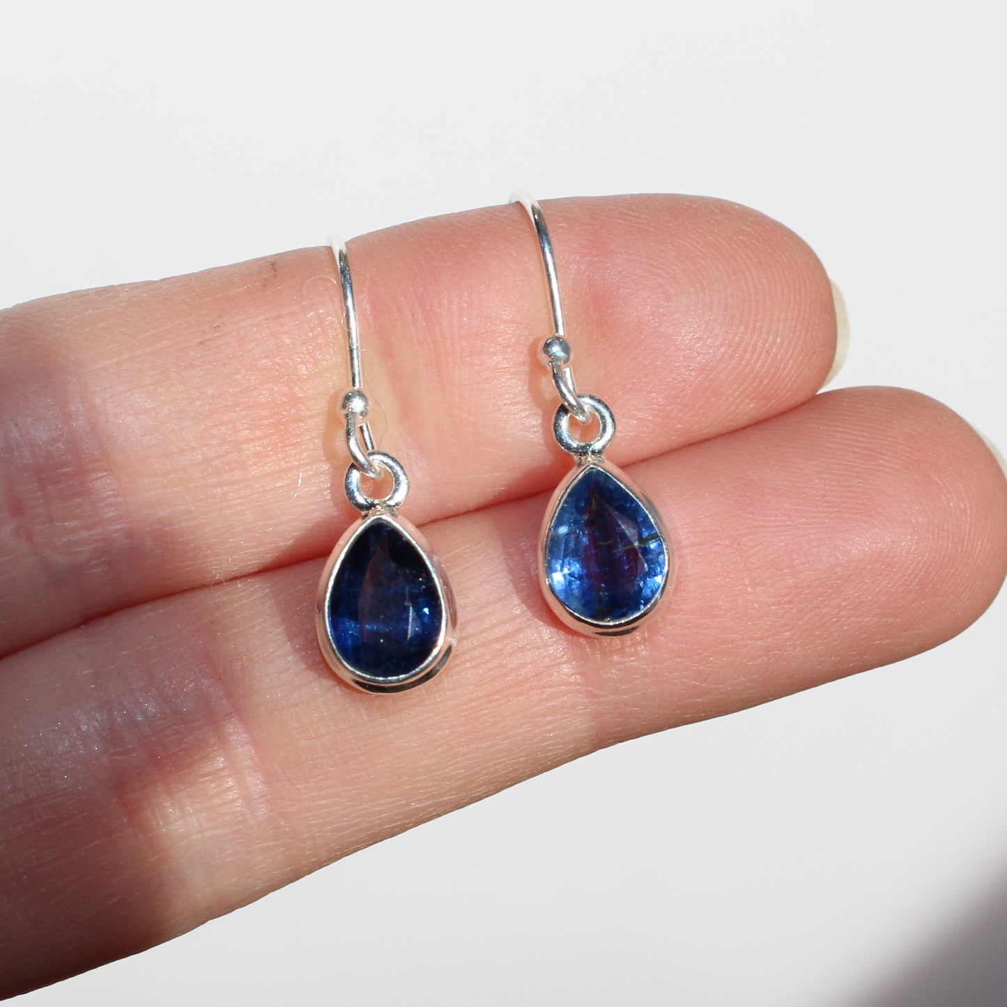 Kyanite faceted sterling drop earrings