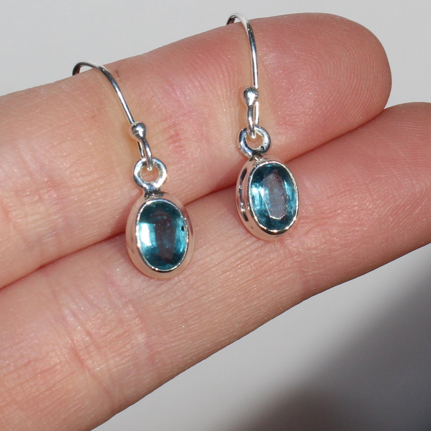 Kyanite faceted sterling drop earrings