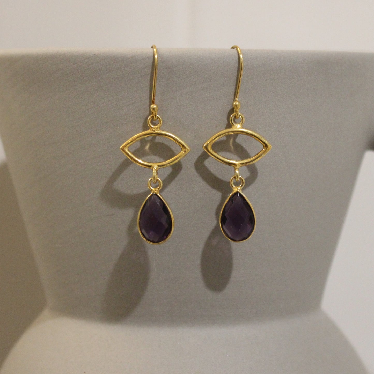 Gold filled amethyst drop earrings