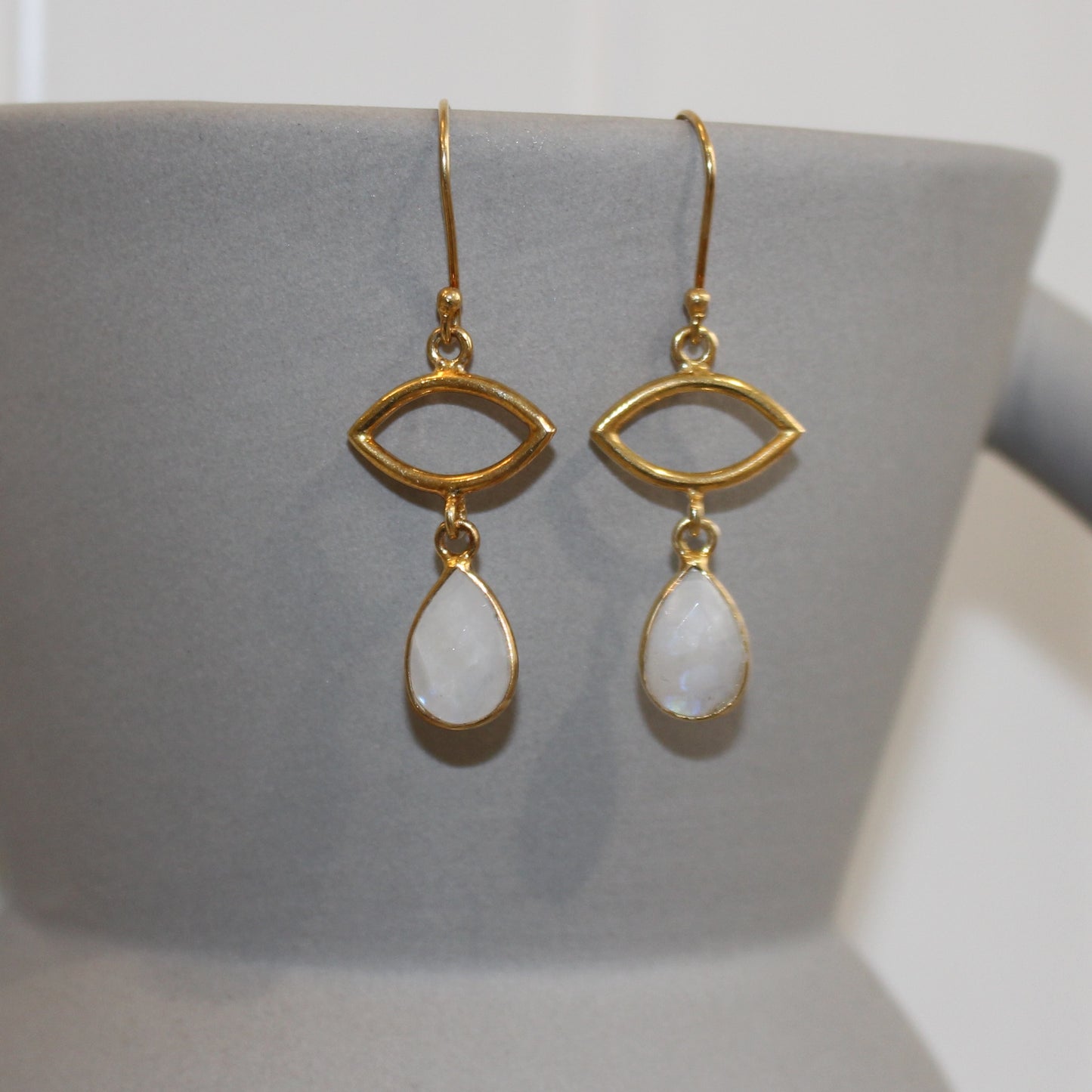 Gold filled moonstone drop earrings