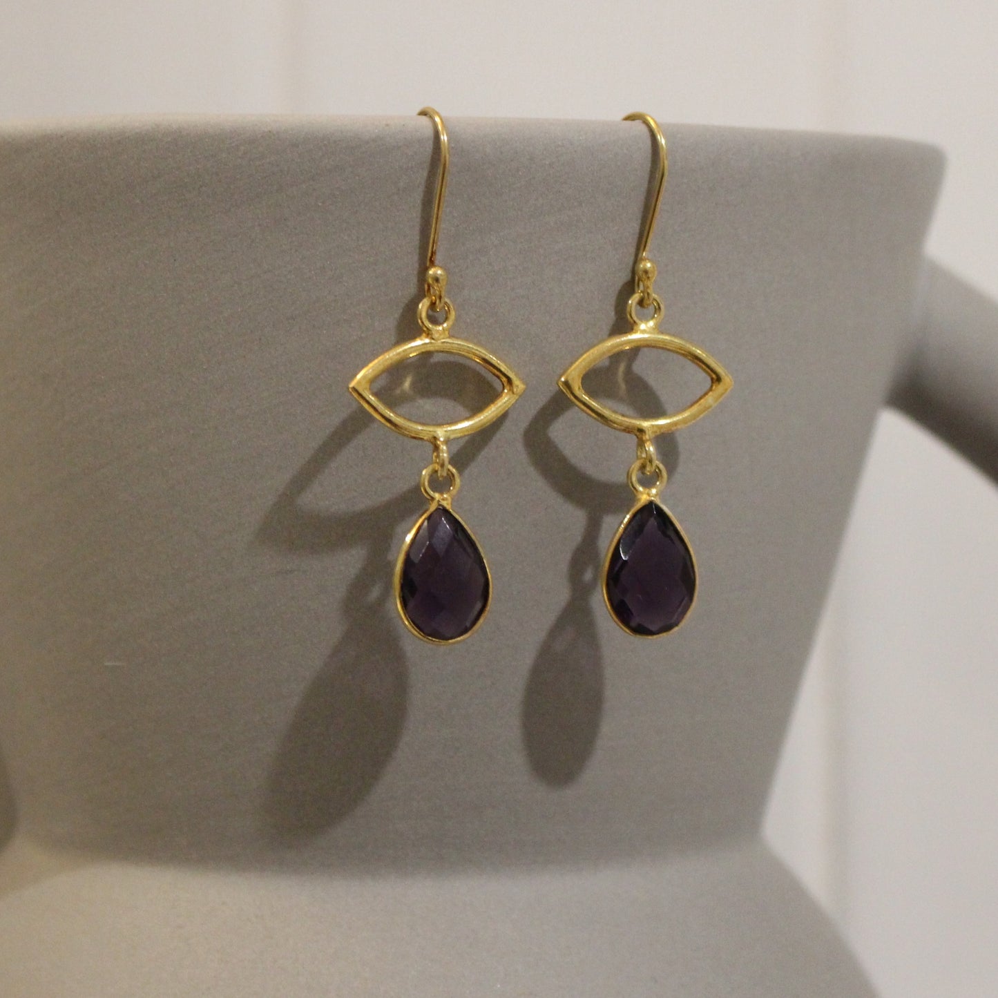 Gold filled amethyst drop earrings
