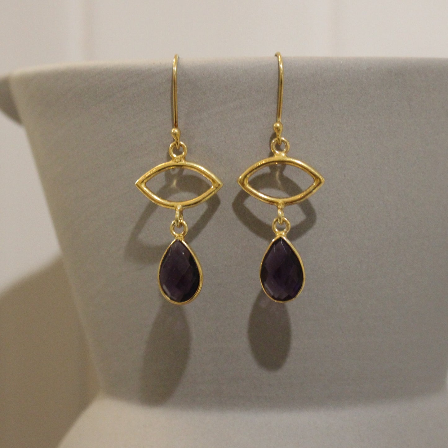 Gold filled amethyst drop earrings