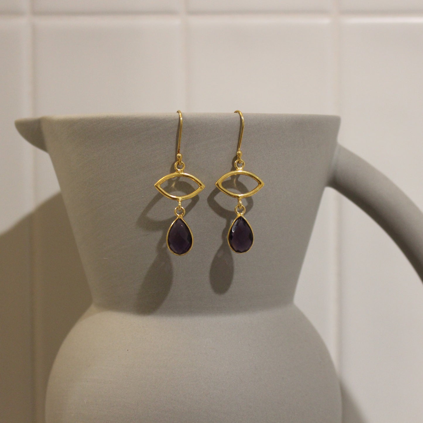 Gold filled amethyst drop earrings