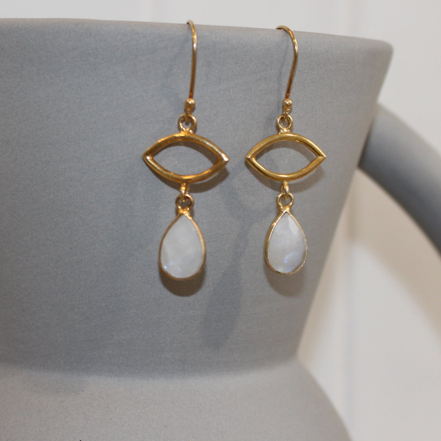 Gold filled moonstone drop earrings