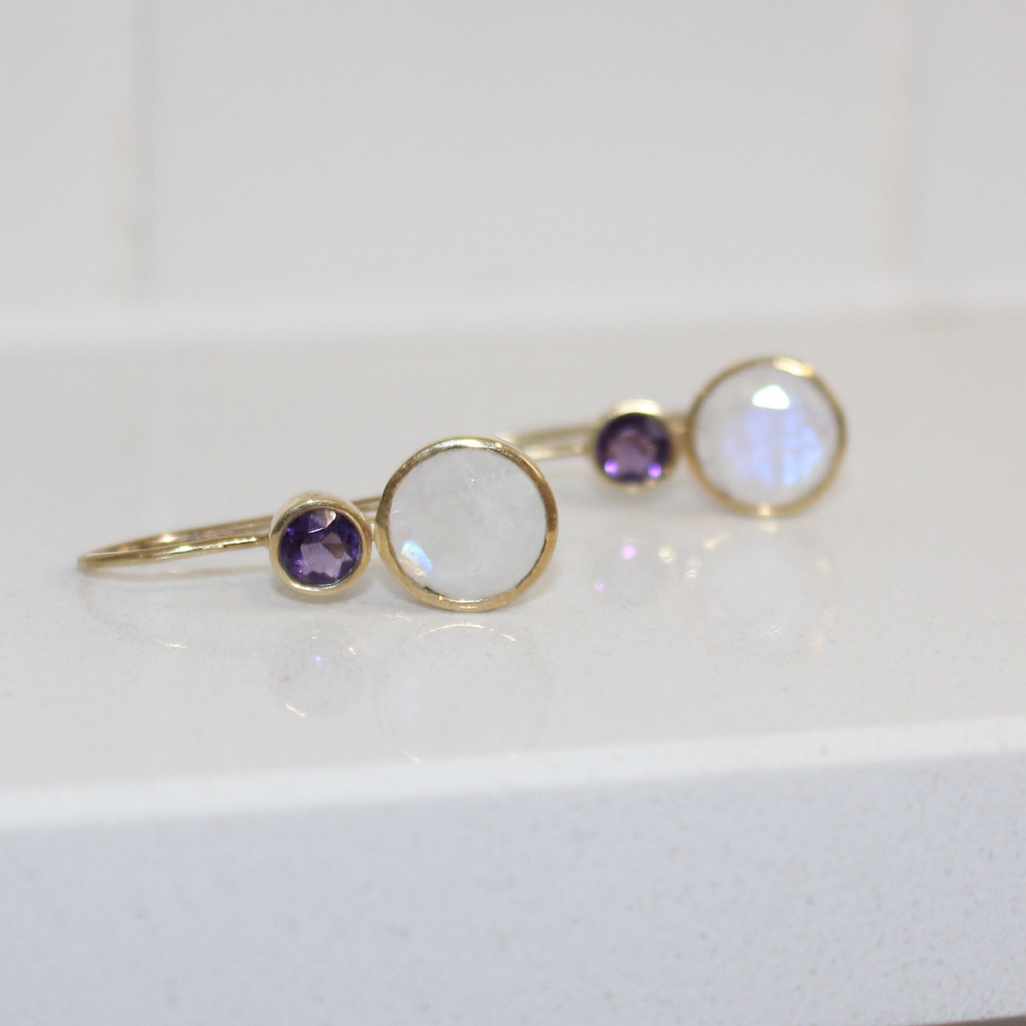 Gold filled moonstone and amethyst silver