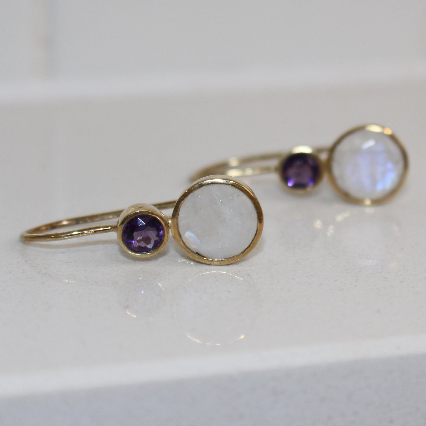 Gold filled moonstone and amethyst silver