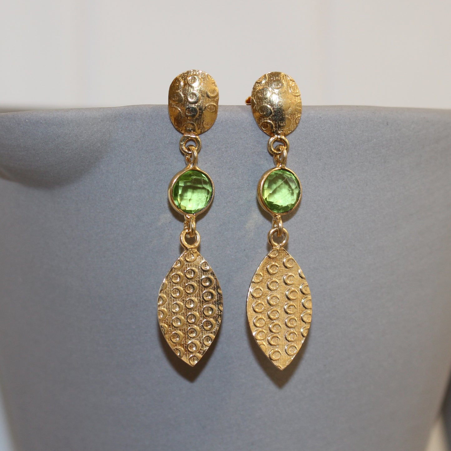 Gold filled Peridot faceted stud drop earrings