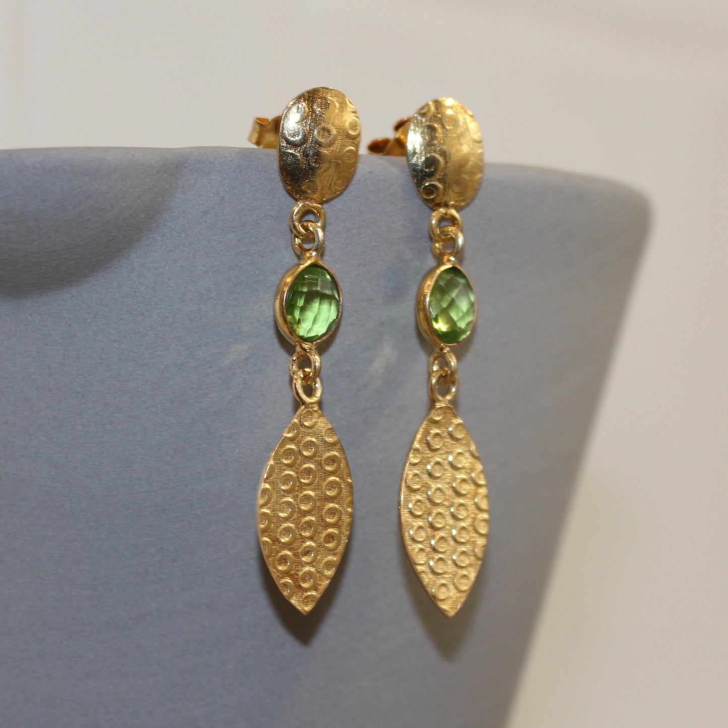 Gold filled Peridot faceted stud drop earrings