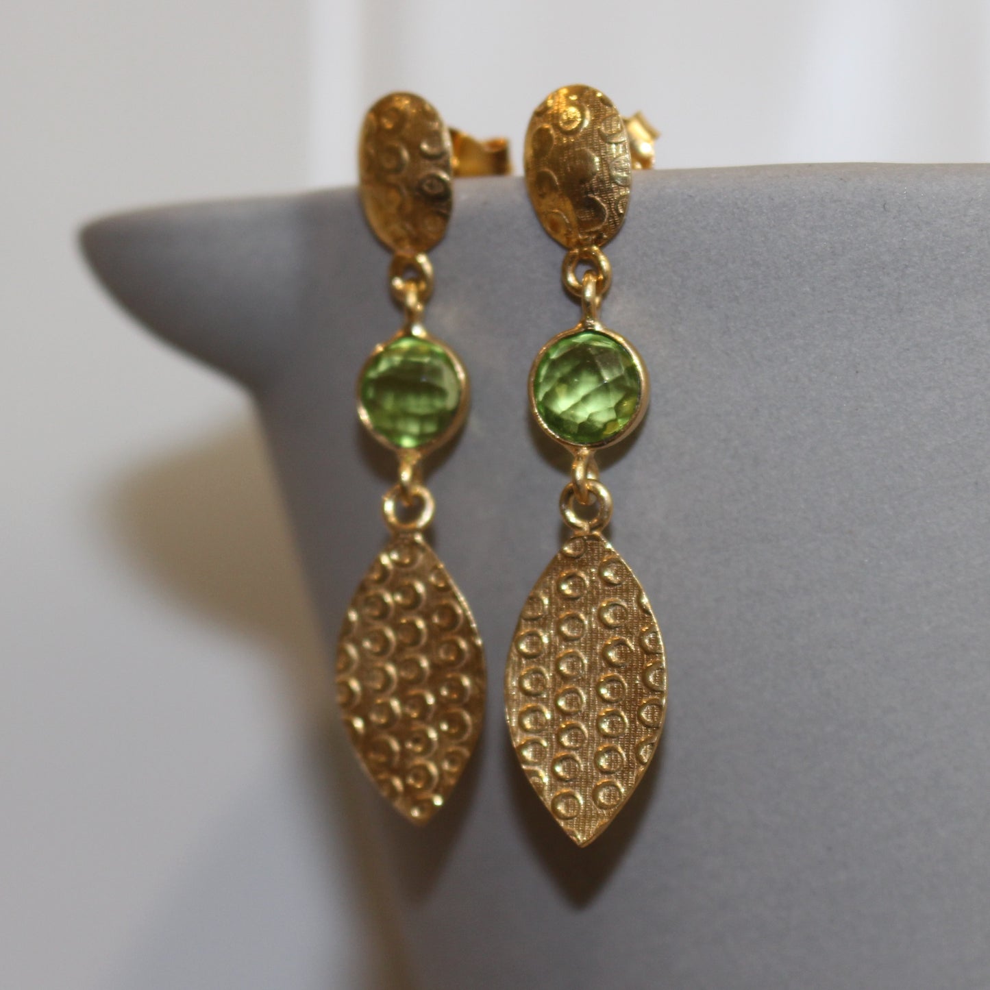 Gold filled Peridot faceted stud drop earrings