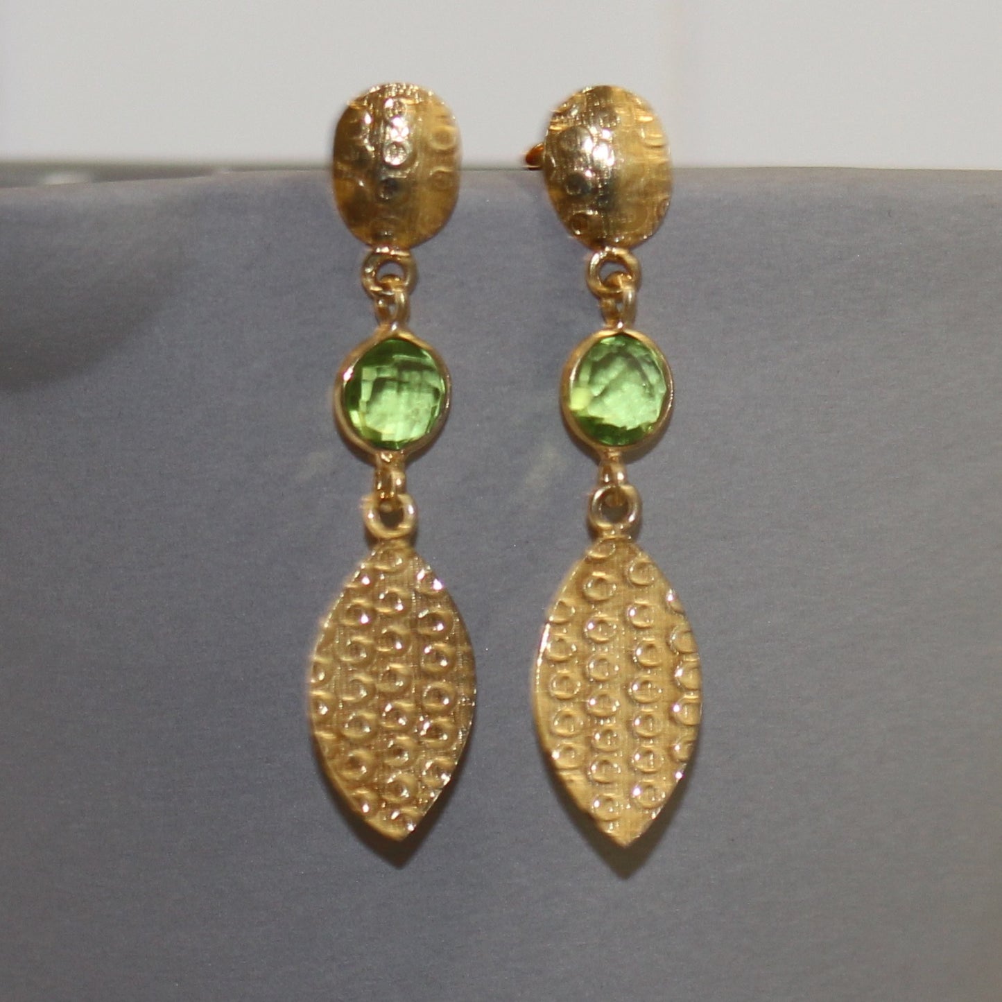 Gold filled Peridot faceted stud drop earrings