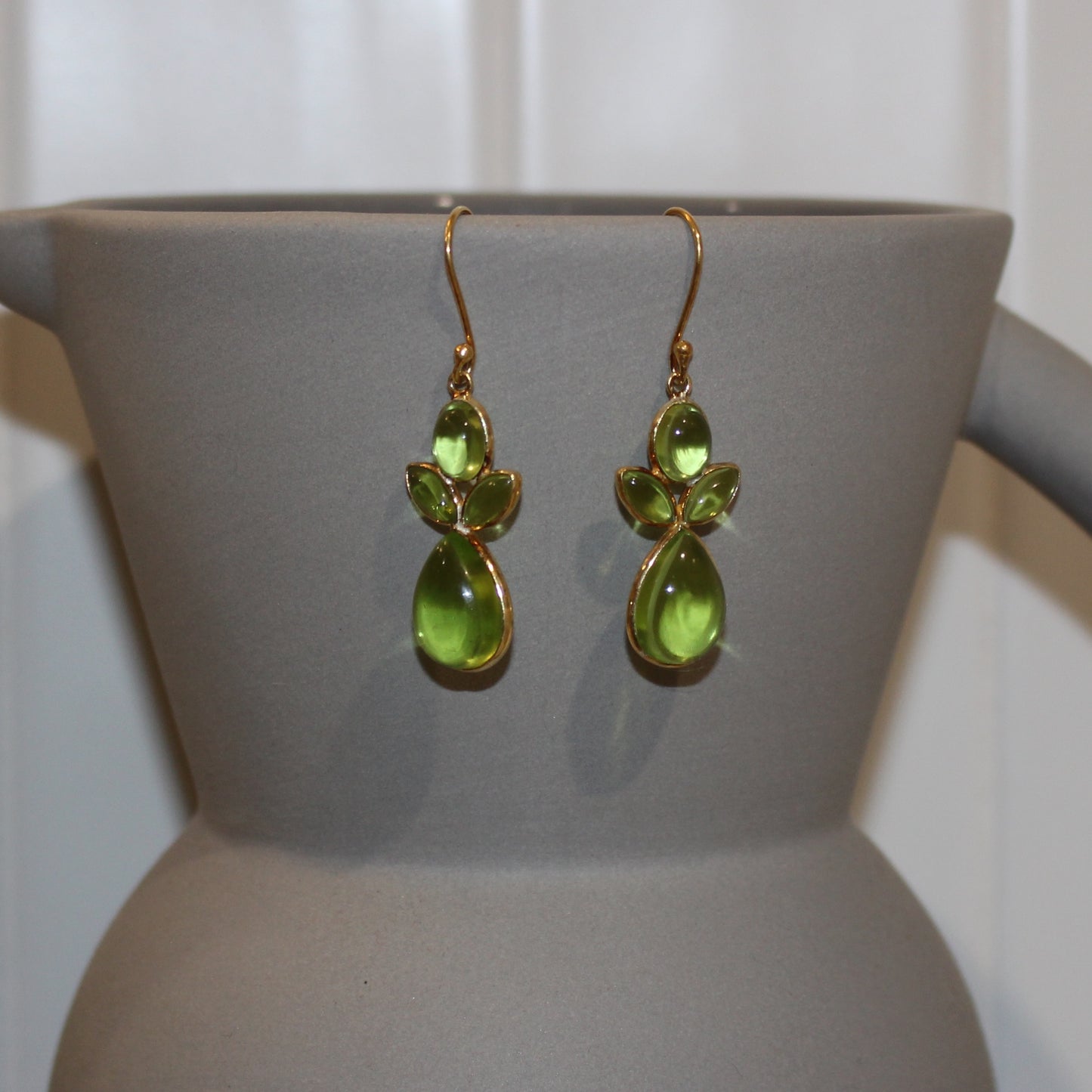 Gold filled green crystal drop earrings