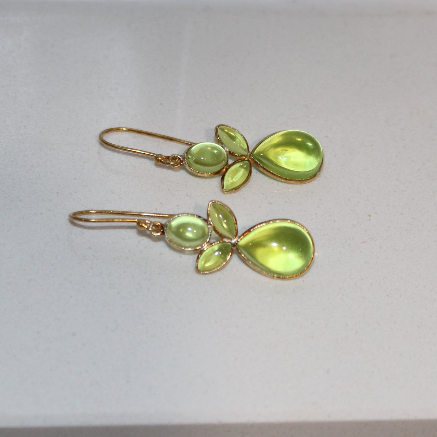 Gold filled green crystal drop earrings