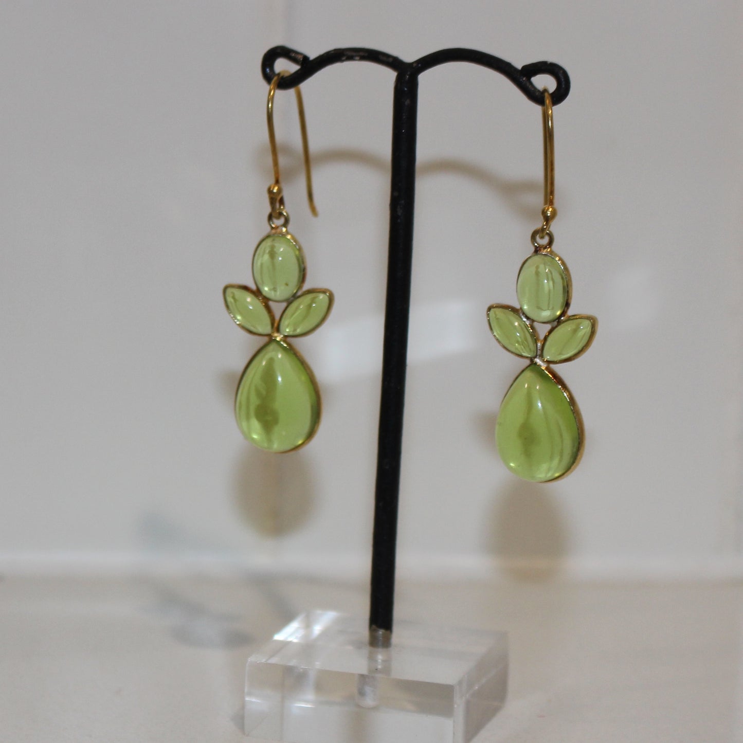 Gold filled green crystal drop earrings