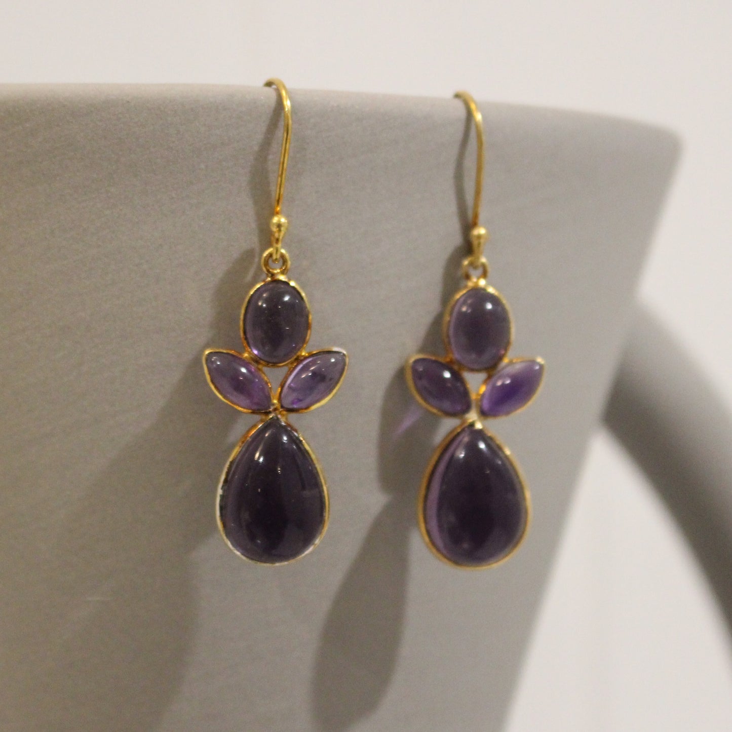 Gold filled rose quartz drop earrings