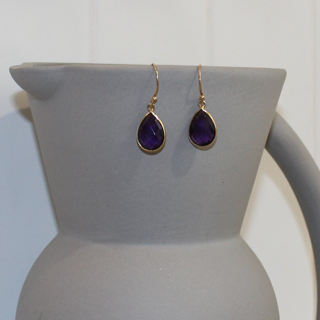 Gold filled amethyst drop earrings