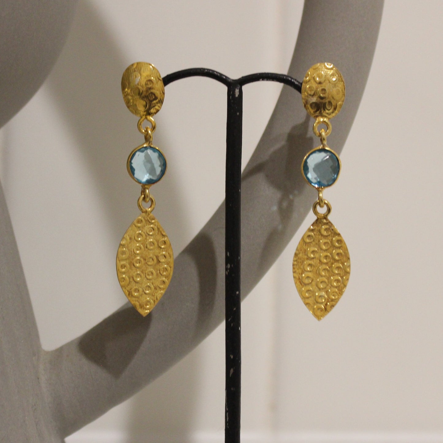 Gold filled blue topaz drop earrings