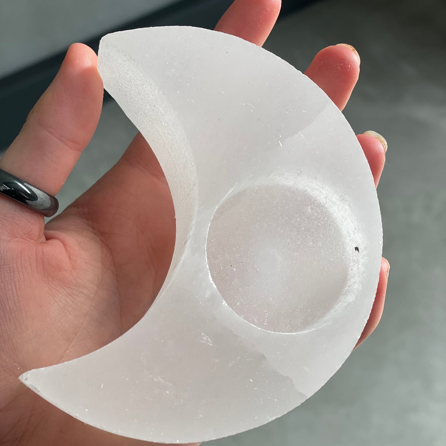 Selenite Moon Candle Holder