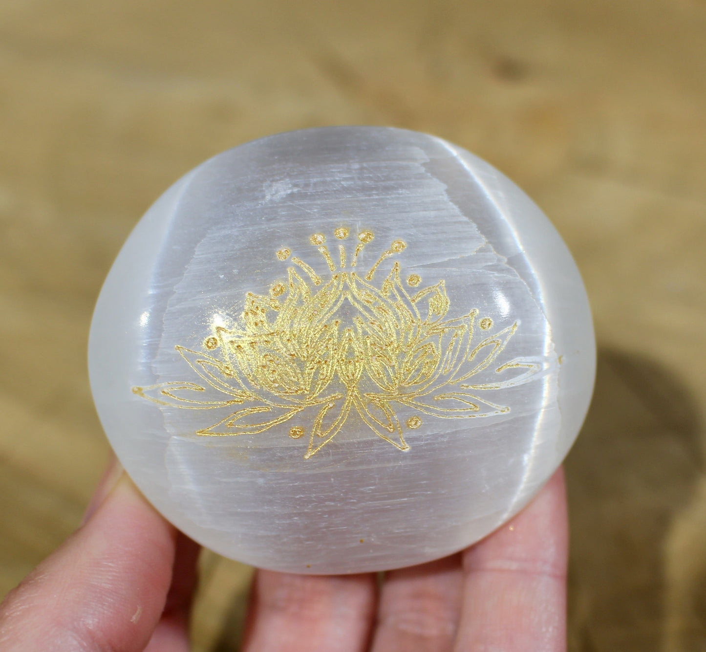 Hand Painted Selenite Palm Stones