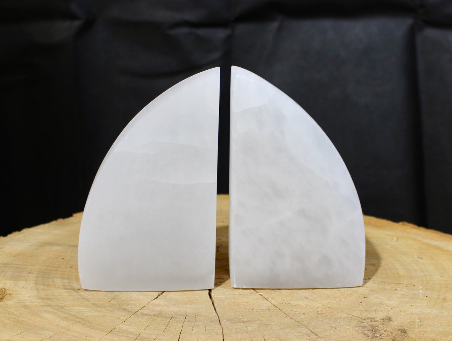 Selenite book ends