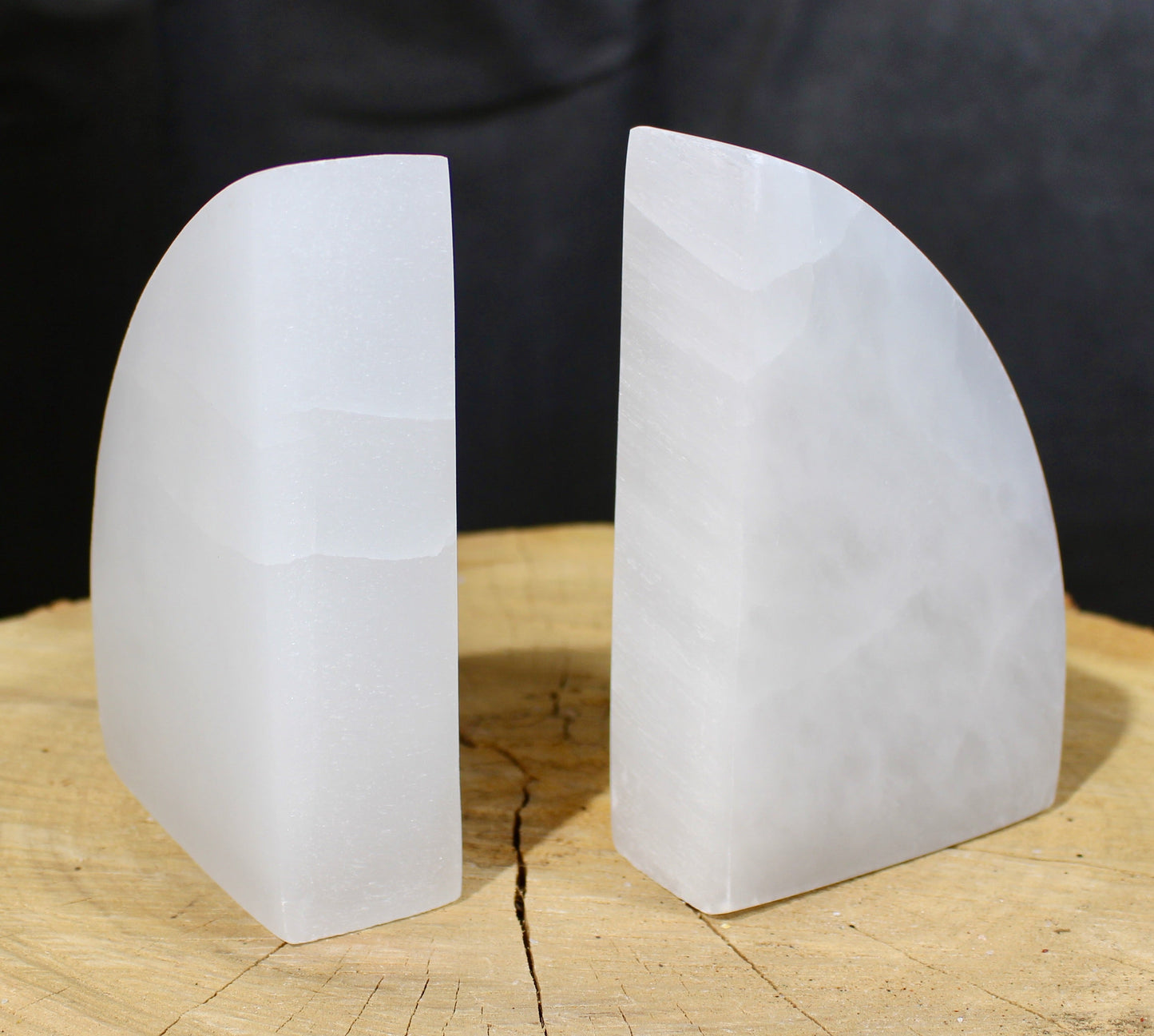 Selenite book ends