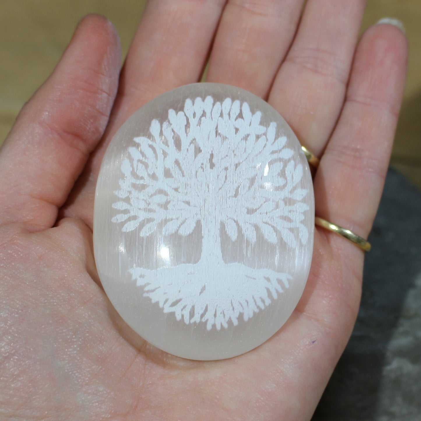 Hand Painted Selenite Palm Stones