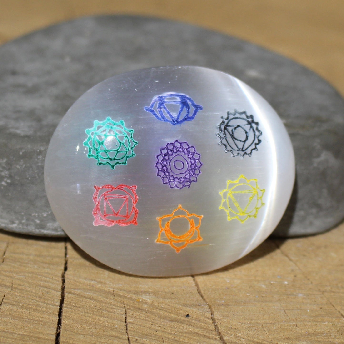 Hand Painted Selenite Palm Stones