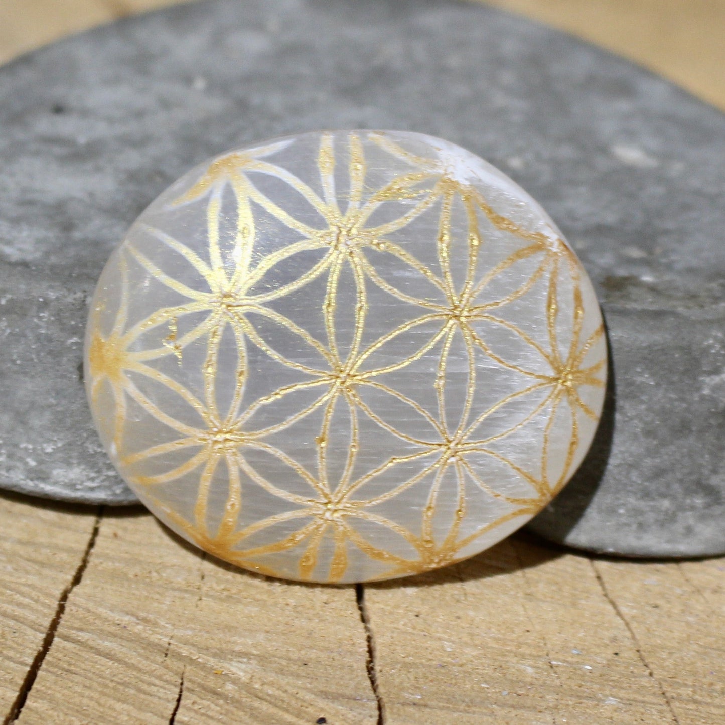 Hand Painted Selenite Palm Stones