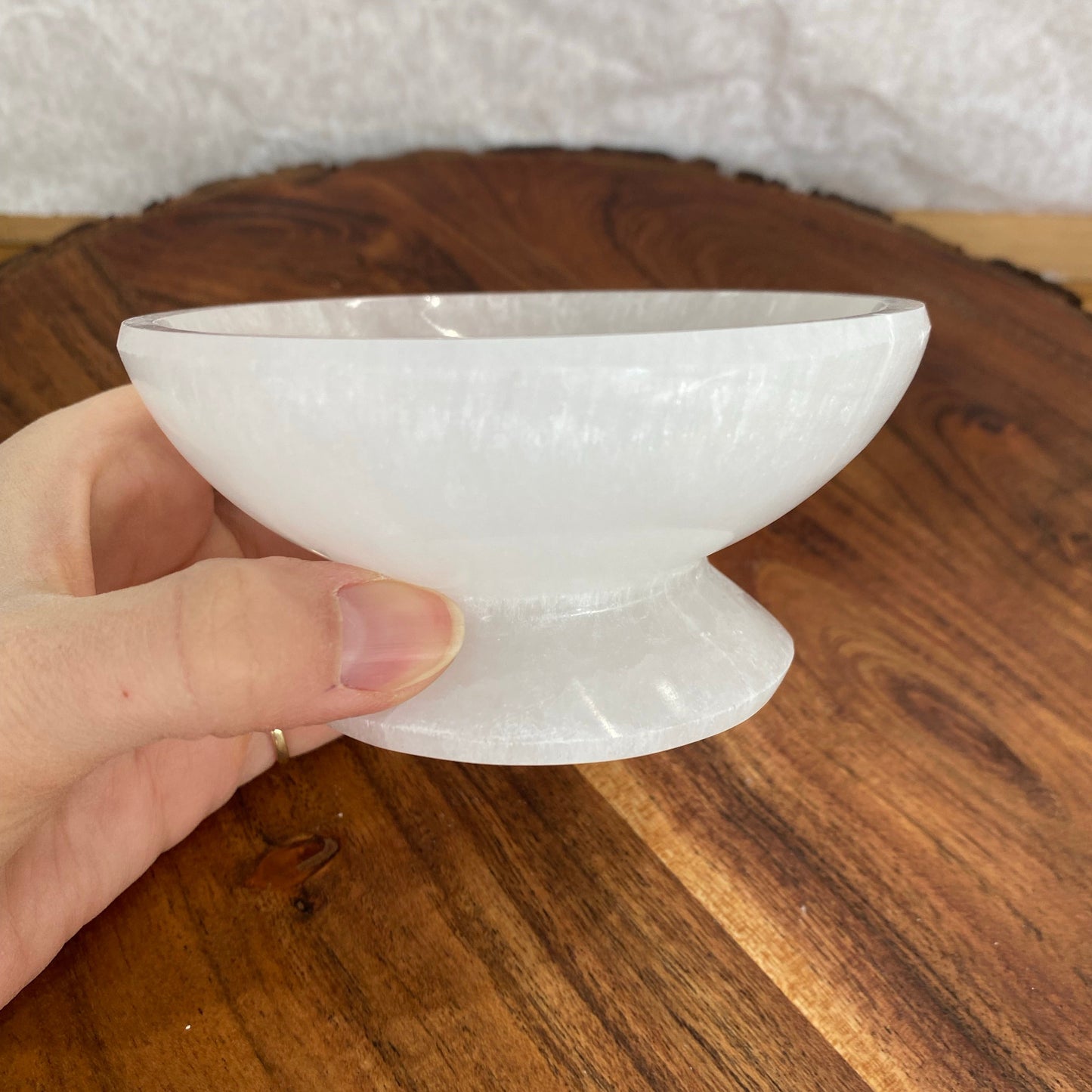 Selenite bowl with stand