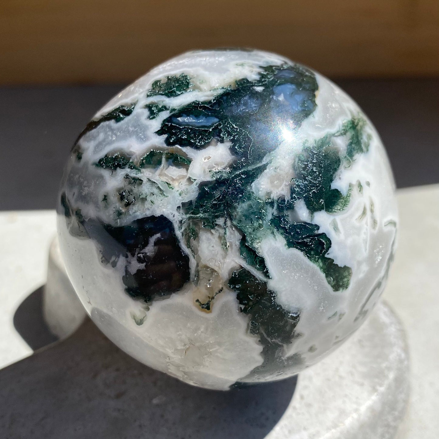 Moss agate sphere