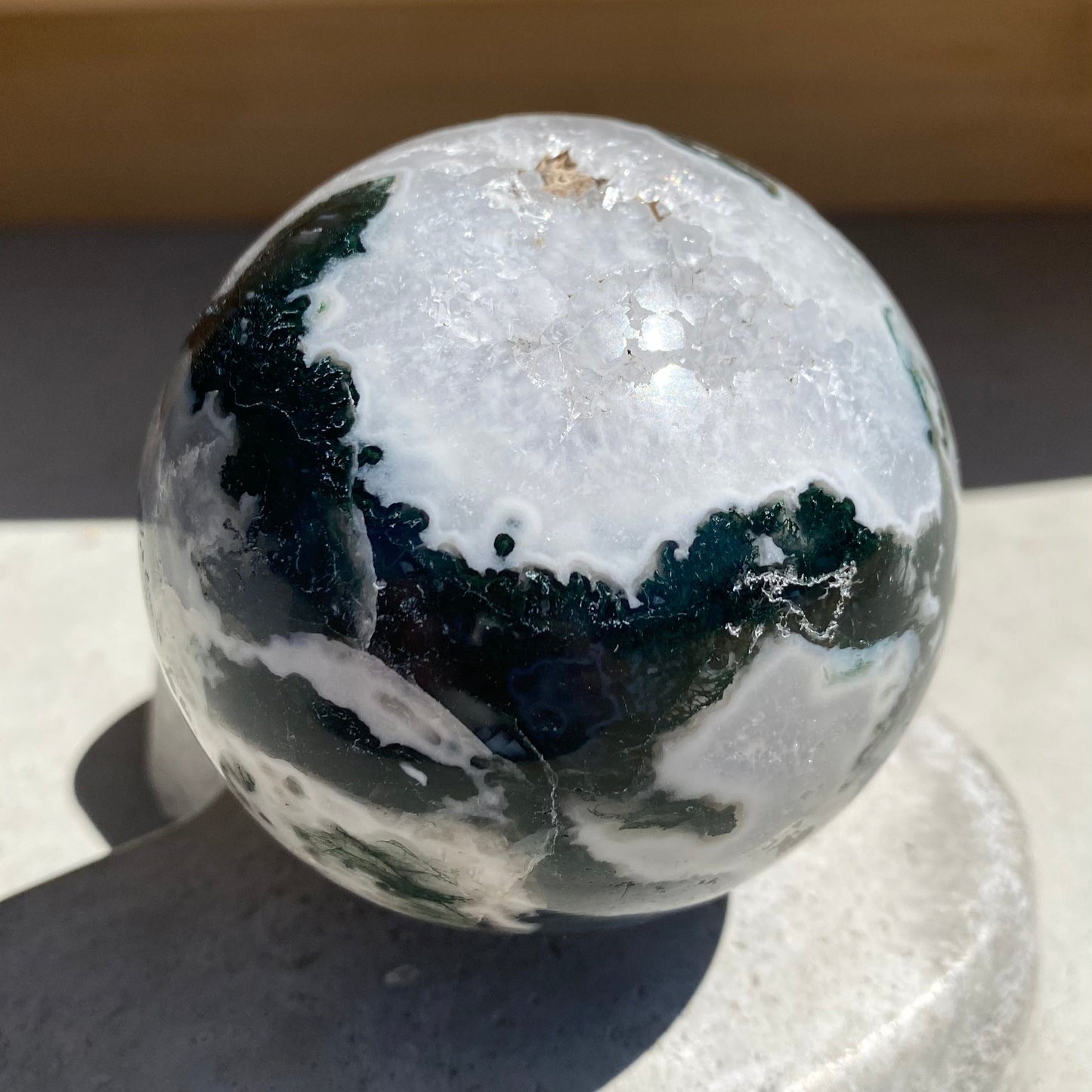 Moss agate sphere