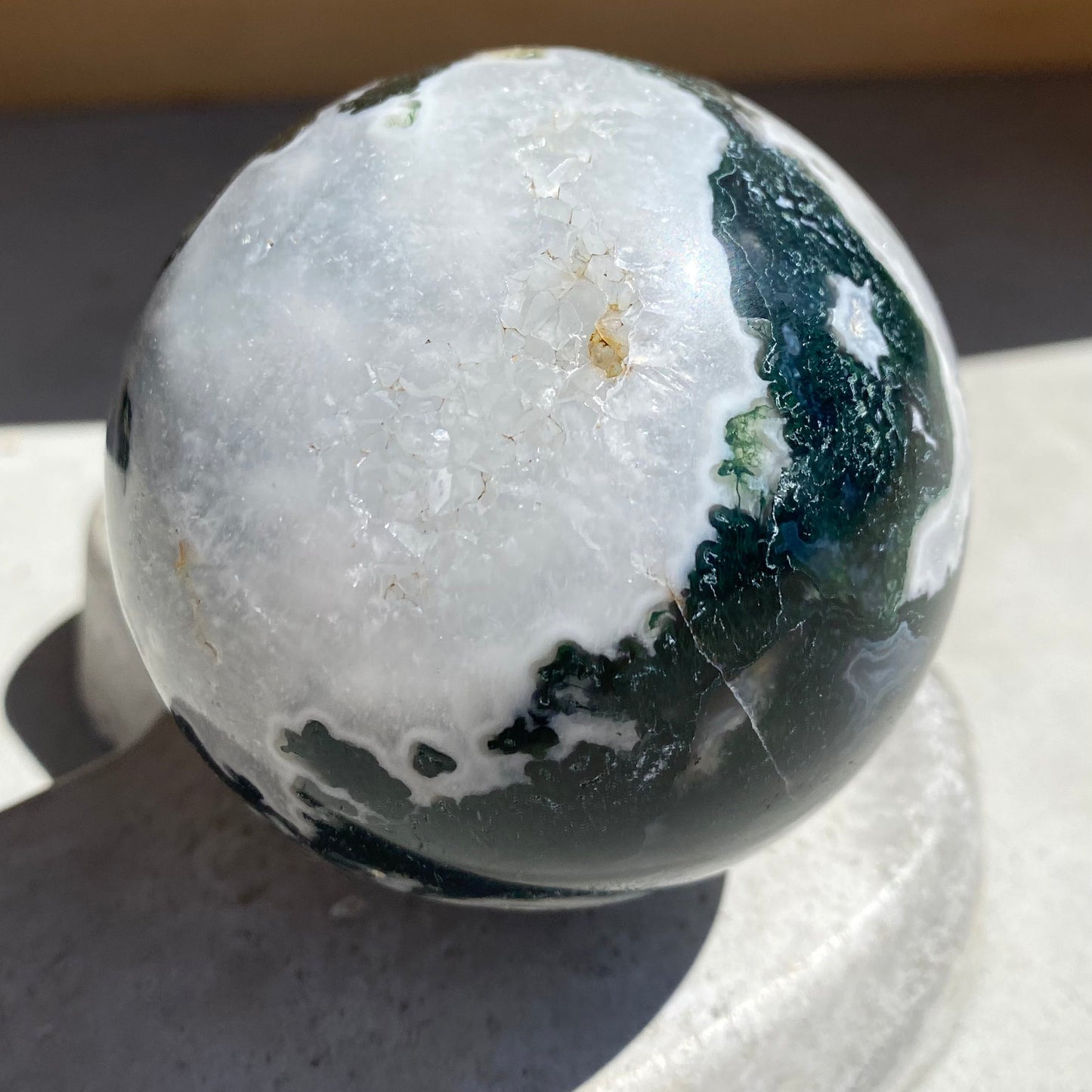 Moss agate sphere
