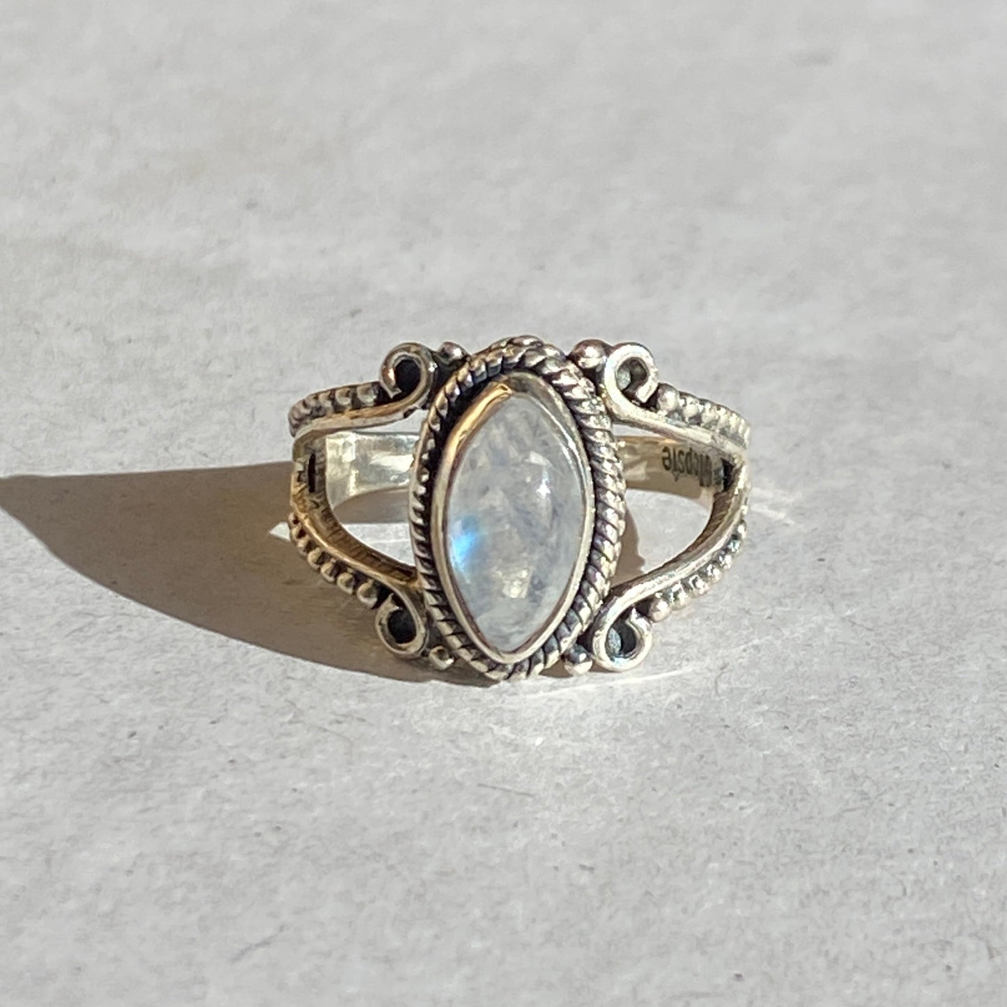 Sterling silver moonstone ring size US4