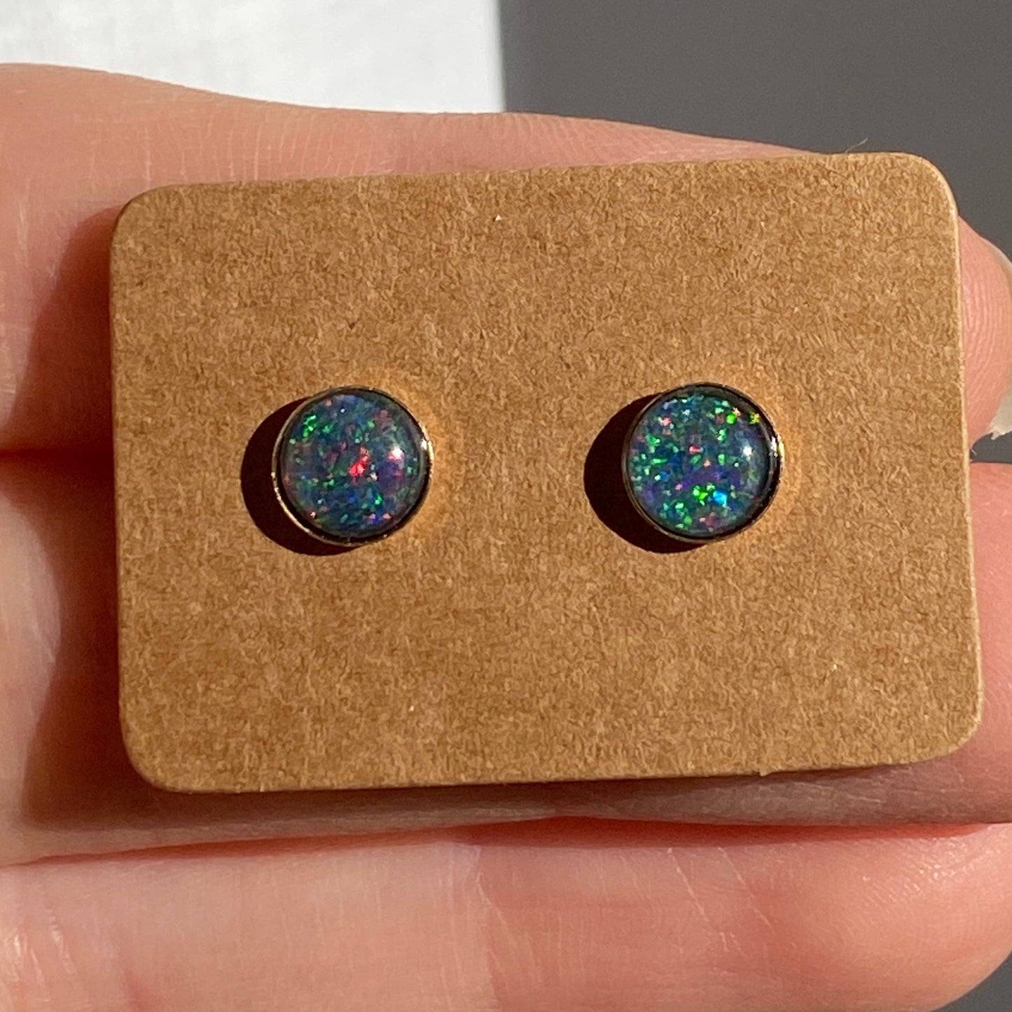 Australian opal 6mm sterling silver gold plated studs (Copy)
