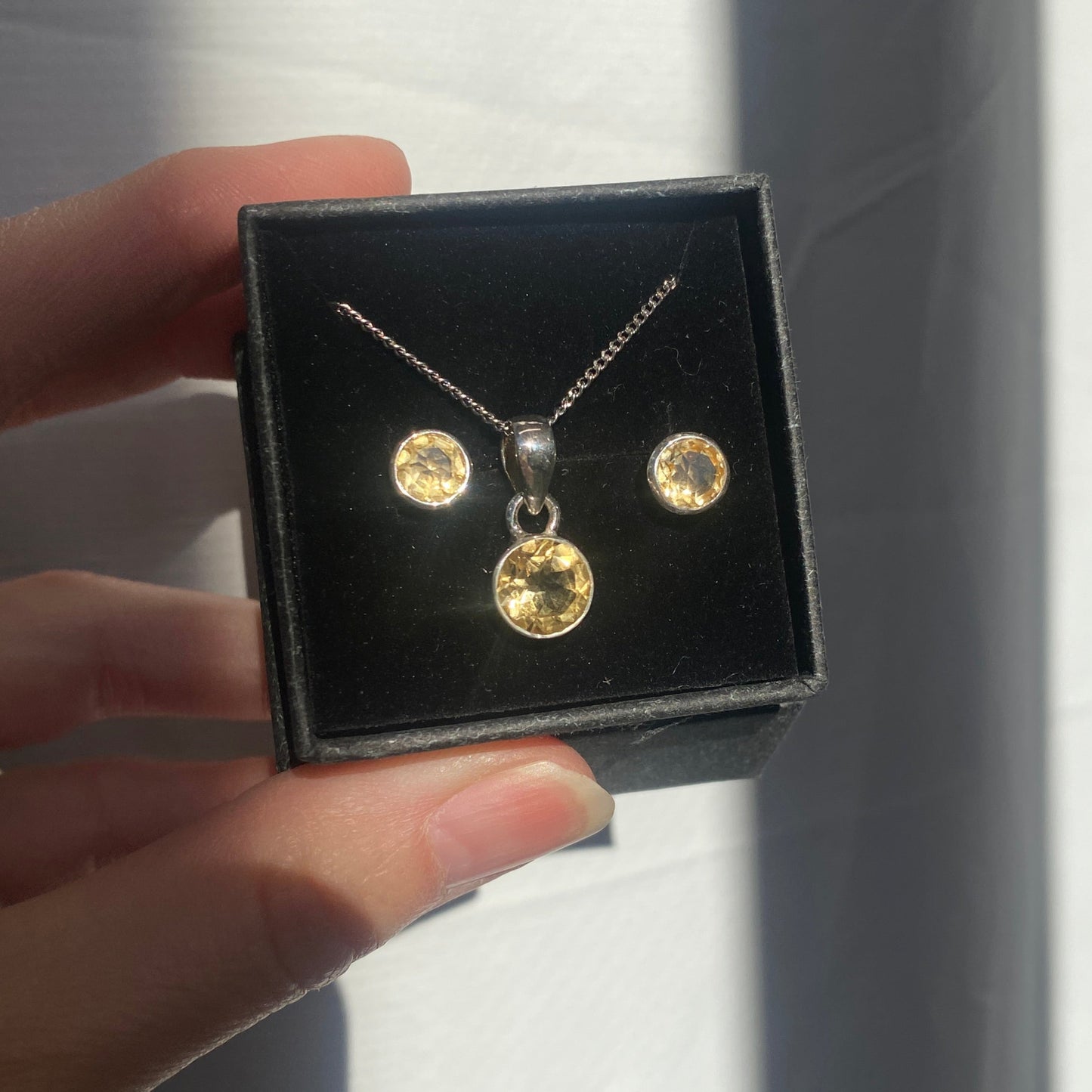 Citrine set, studs and pendant