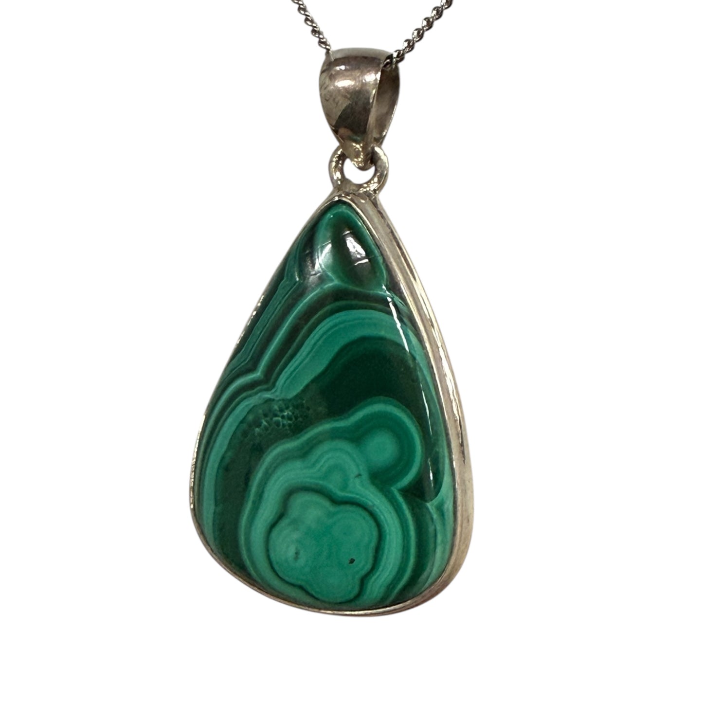 Malachite and Chrysocolla Sterling silver pendant