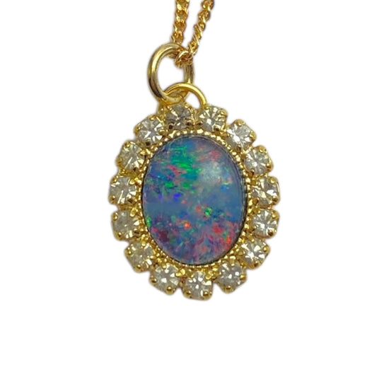 Australian opal pendant crystal set 8x10mm