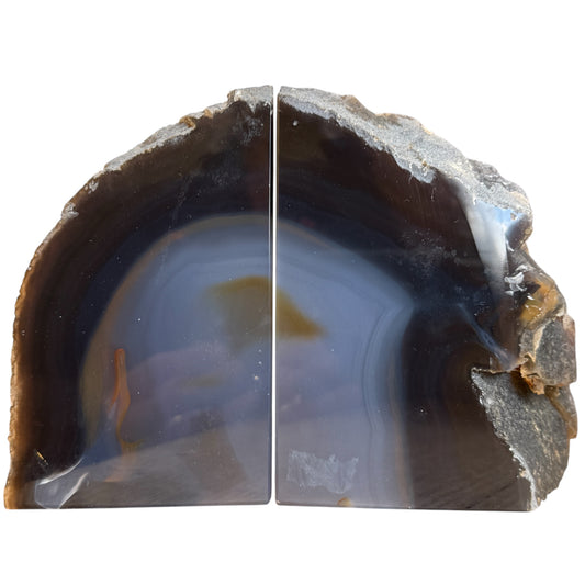 Agate book ends natural natural brown