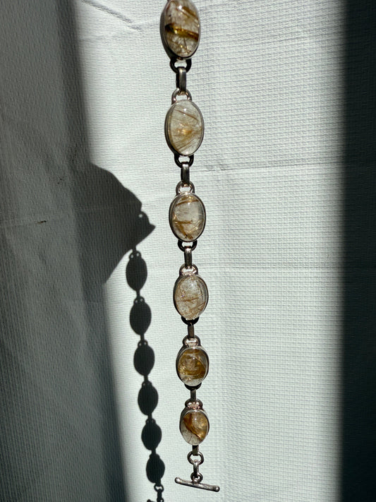 Rutilated Quartz sterling silver bracelet