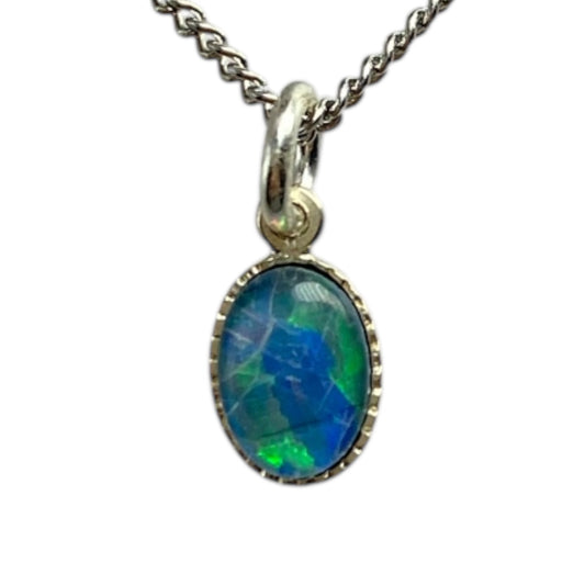 Australian Opal 7x5mm sterling silver pendant