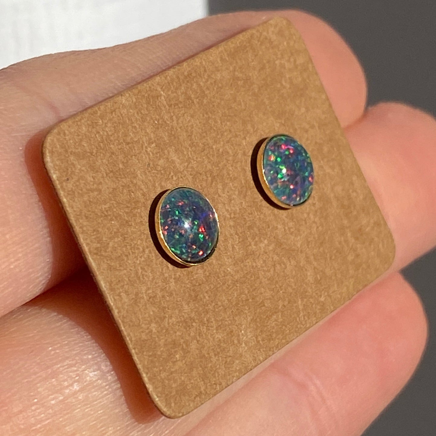 Australian opal 6mm sterling silver gold plated studs (Copy)