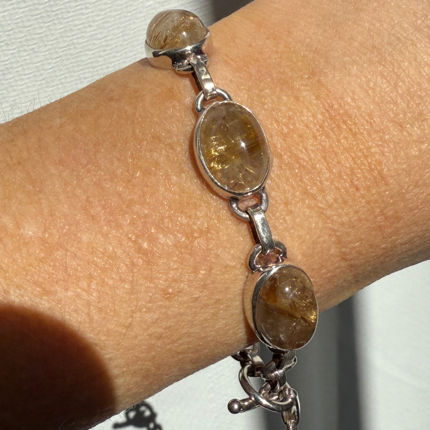 Rutilated Quartz sterling silver bracelet