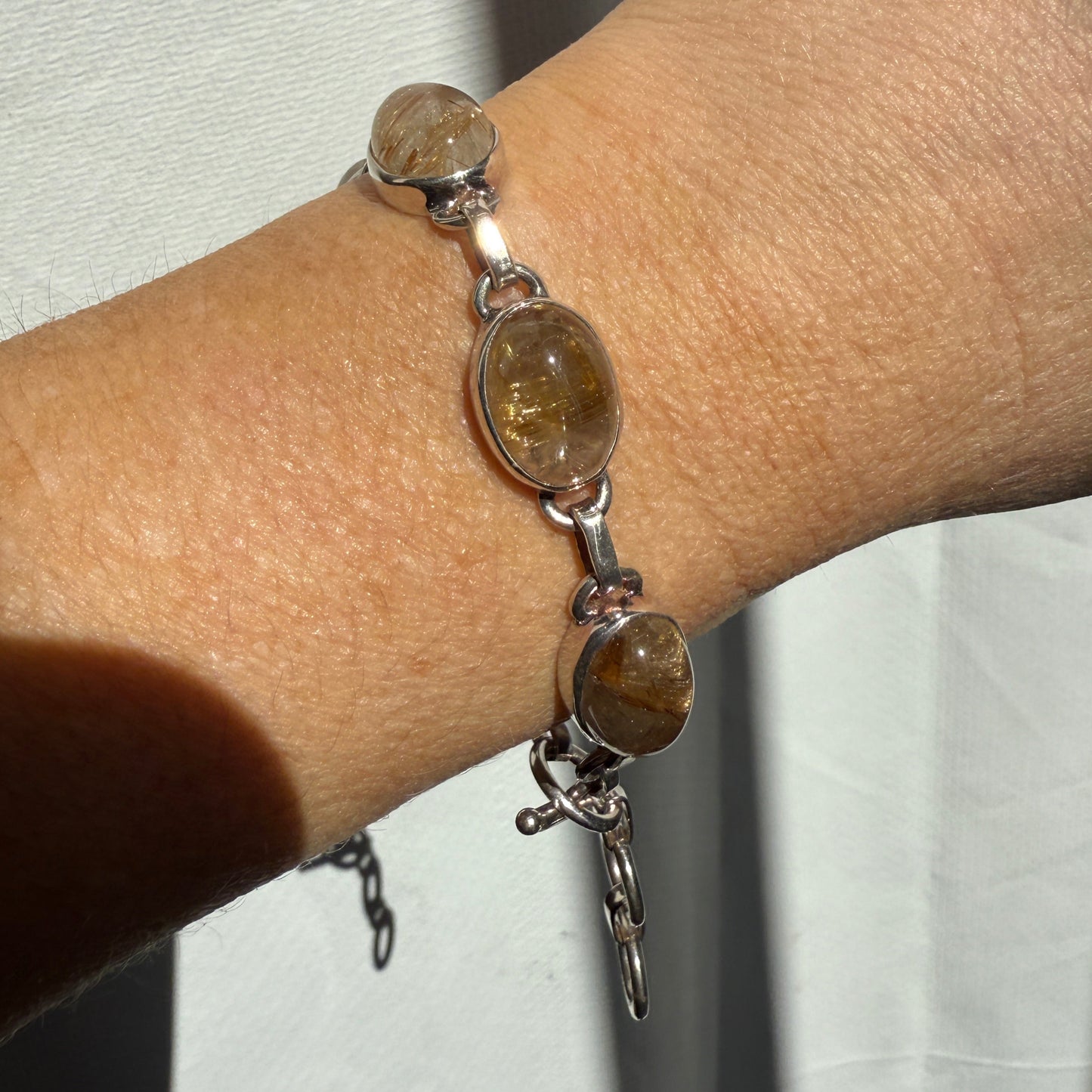 Rutilated Quartz sterling silver bracelet