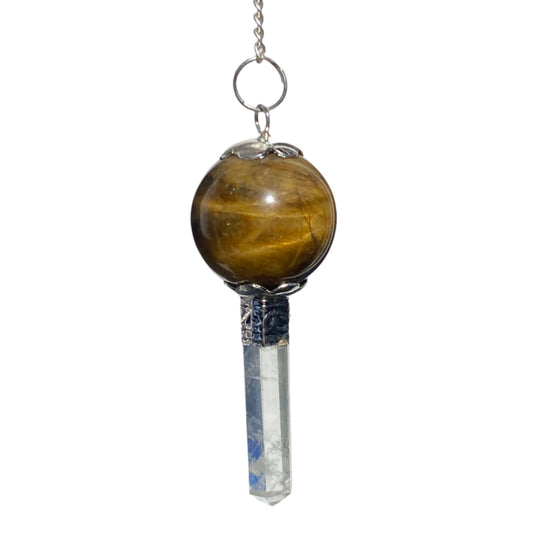 Tiger Eye pendulum with quartz point