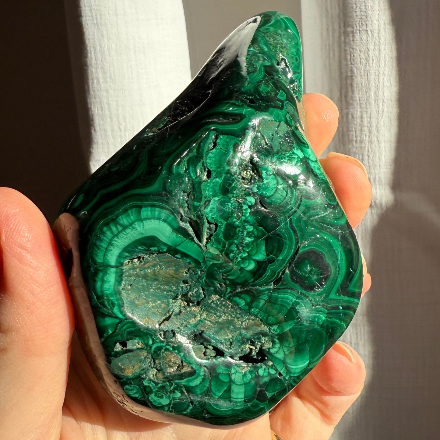 high grade malachite hand polished