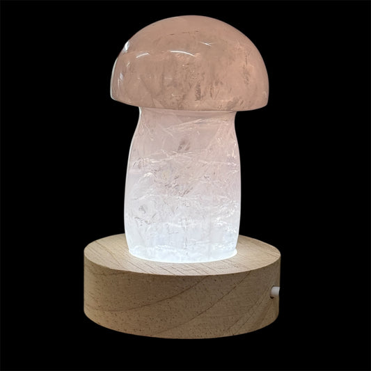 Rose quartz mushroom light